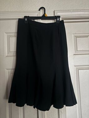 VTG Anne Klein New York Classic Black Flared A-line Women’s Skirt  silk linened